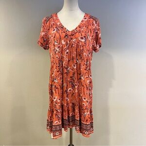 Knox Rose‎ short sleeves Floral V-Neck mini Dress size small